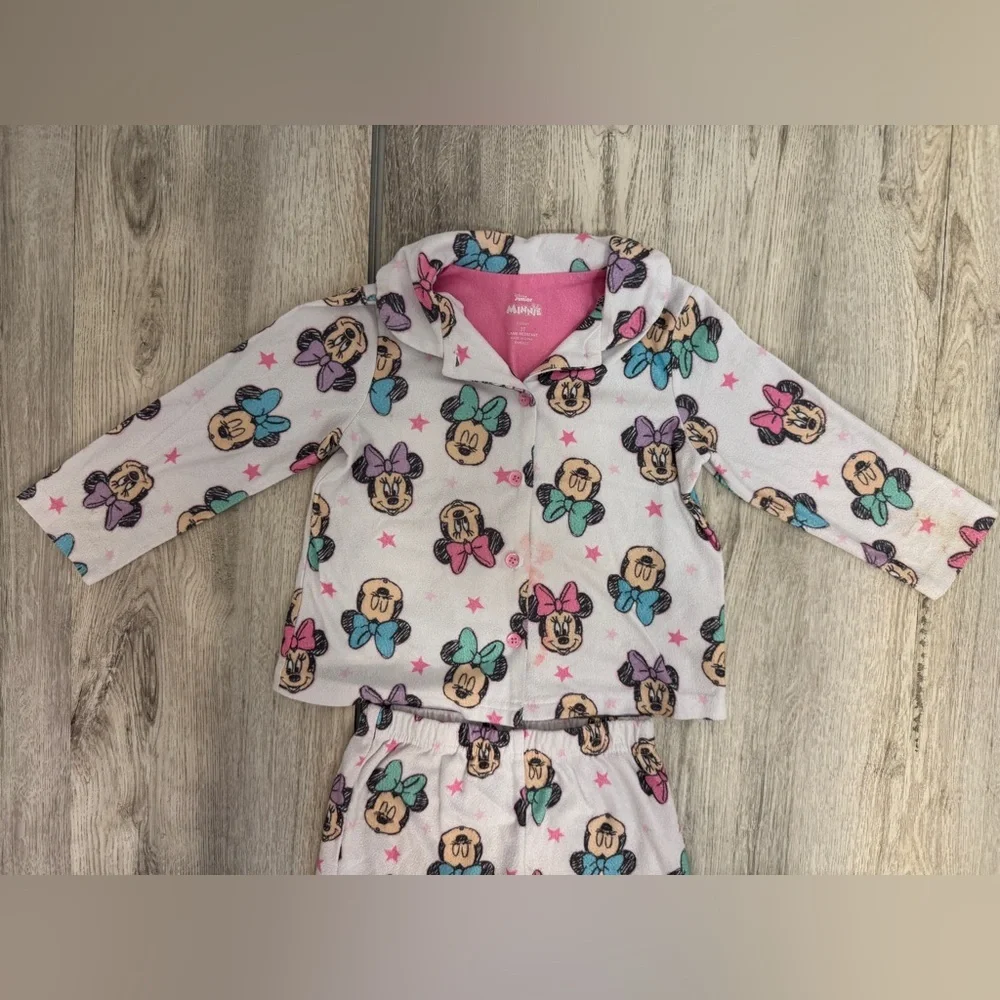 Disney Minnie Mouse Kids Pajama Set - Pink and White